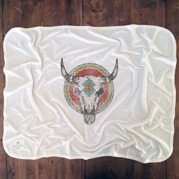 Bison Skull Baby Blankets Fin First