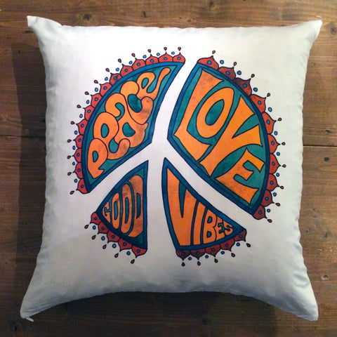 Peace, Love, Good Vibes - pillow cover